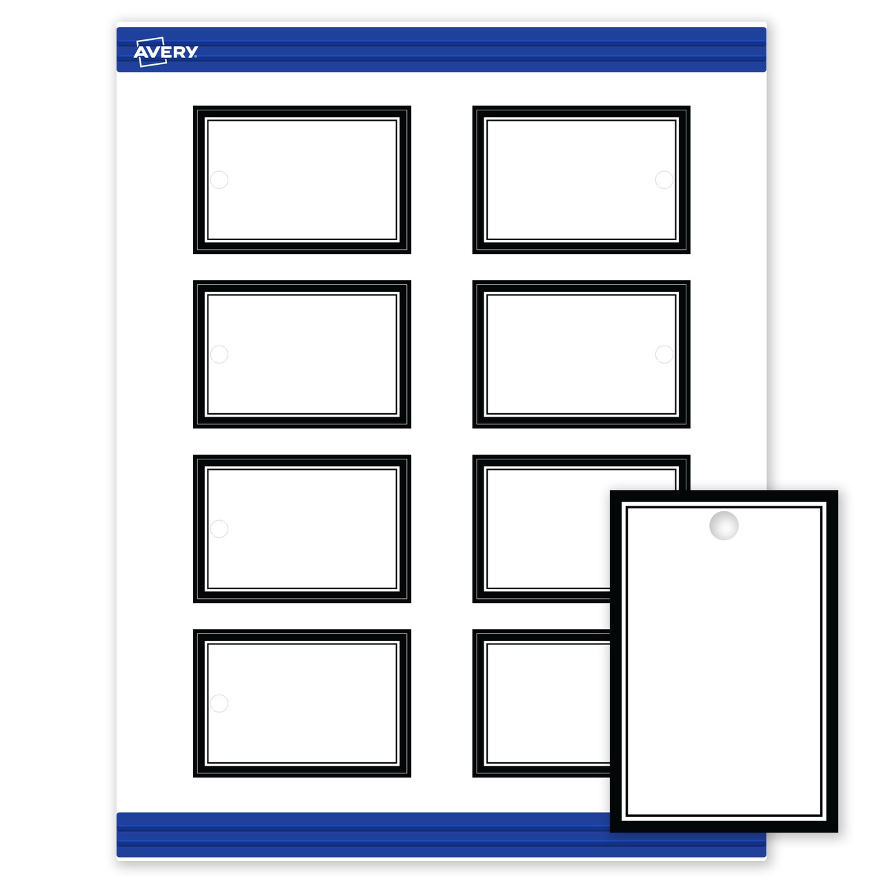 Avery Printable Rectangle Tags, Double Black Border, 2" x 3", Matte White Rectangle Tags, Laser/Inkjet, 80ct, Great for Product Tags